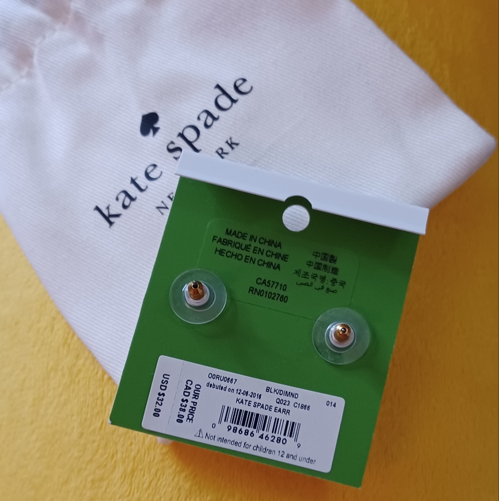 🎯 SOLD! - Barely Worn! Kate Spade Black Gemstone Earrings - Picture 4 of 4